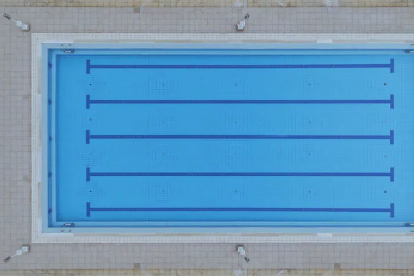 Overhead view of a lane-marked competition pool.